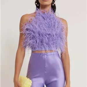 Cult Gaia amethyst feather open back top